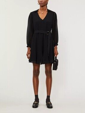 Claudie Pierlot Black Belted V-Neck Dress Dress
